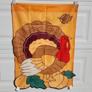 Thanksgiving Turkey Double Sided Appliqued Garden Flag Decor  39.5"x30"